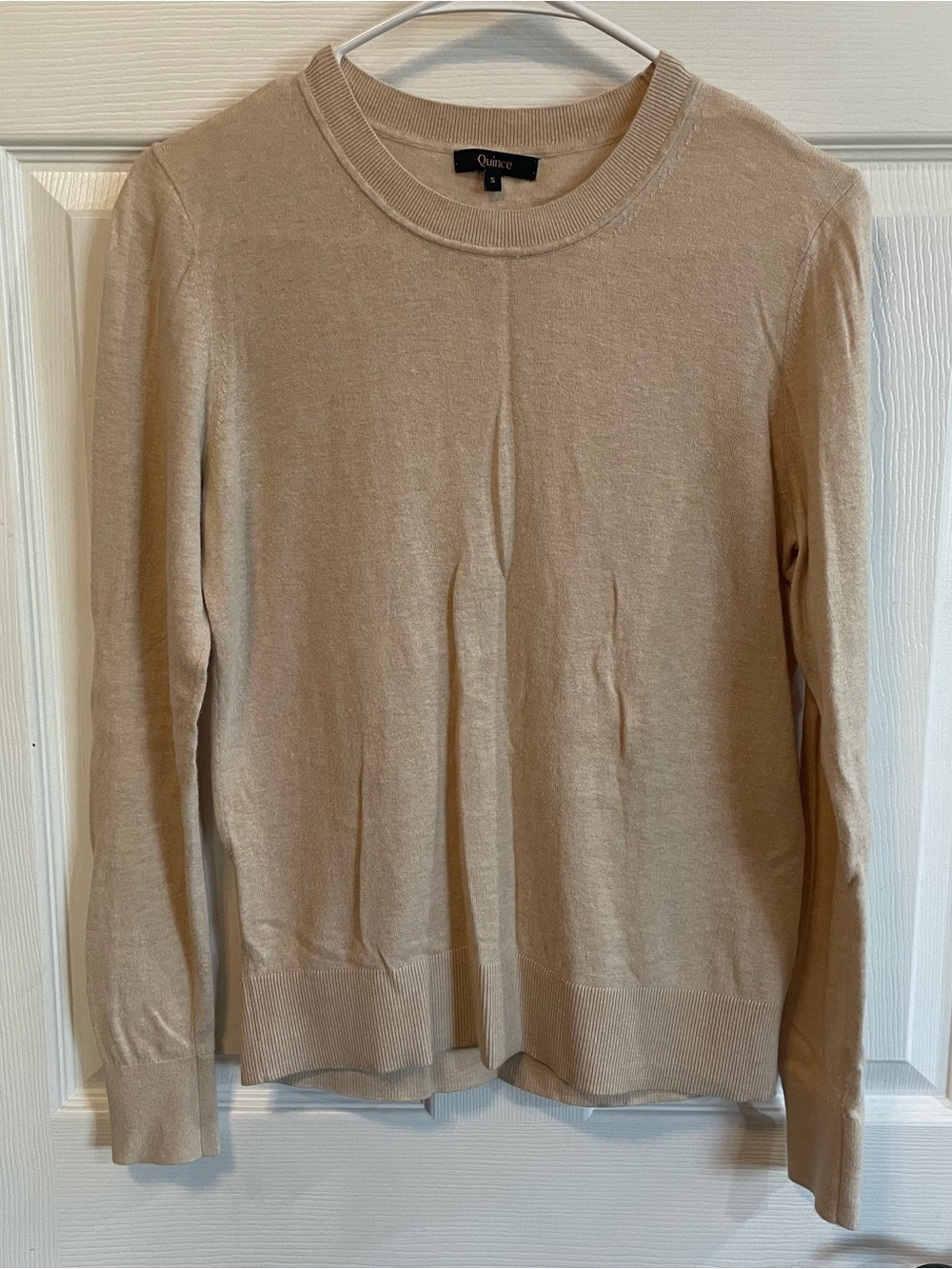 Quince Cotton Cashmere Crew Sweater Heather Oatmeal S